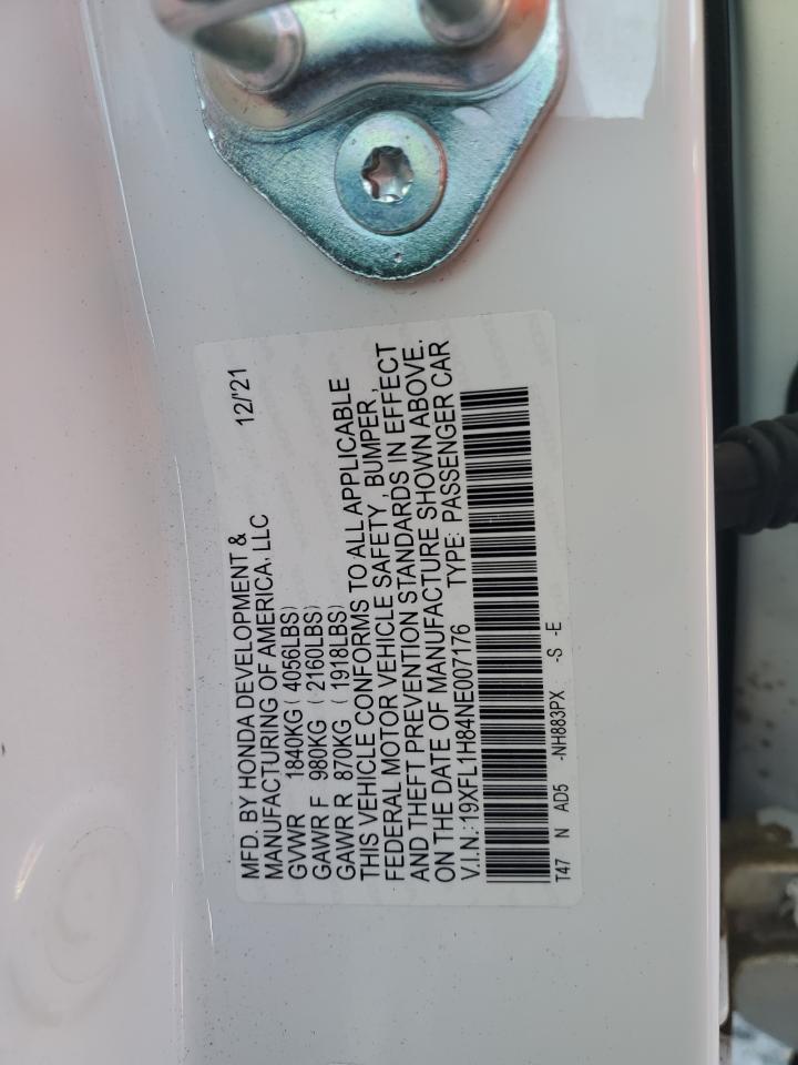 2022 Honda Civic Sport Touring VIN: 19XFL1H84NE007176 Lot: 84006825