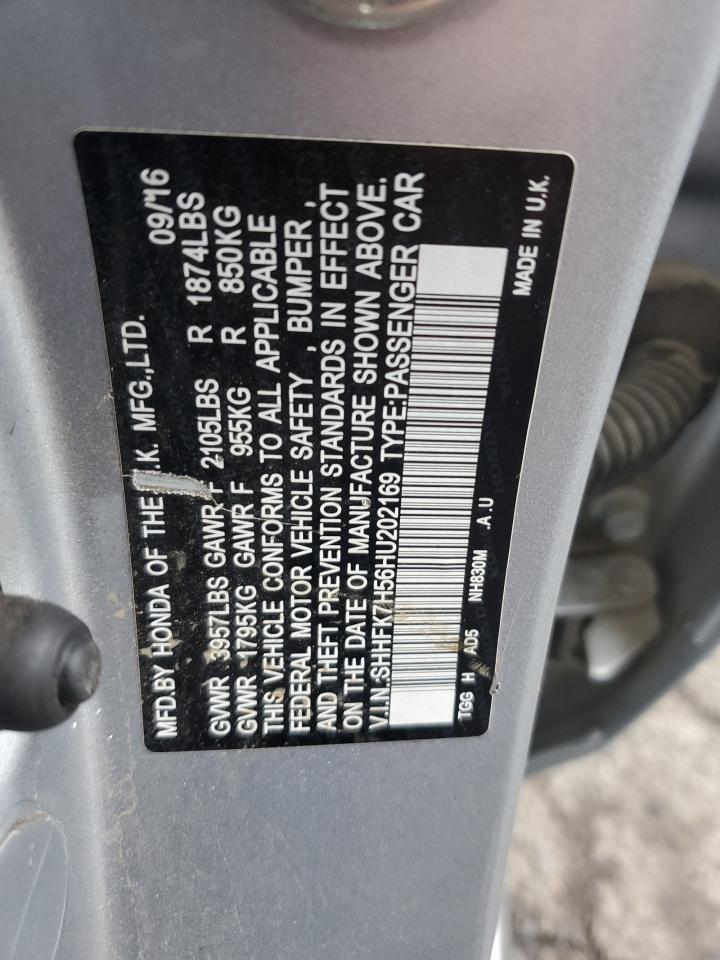 2017 Honda Civic Ex VIN: SHHFK7H56HU202169 Lot: 82004465