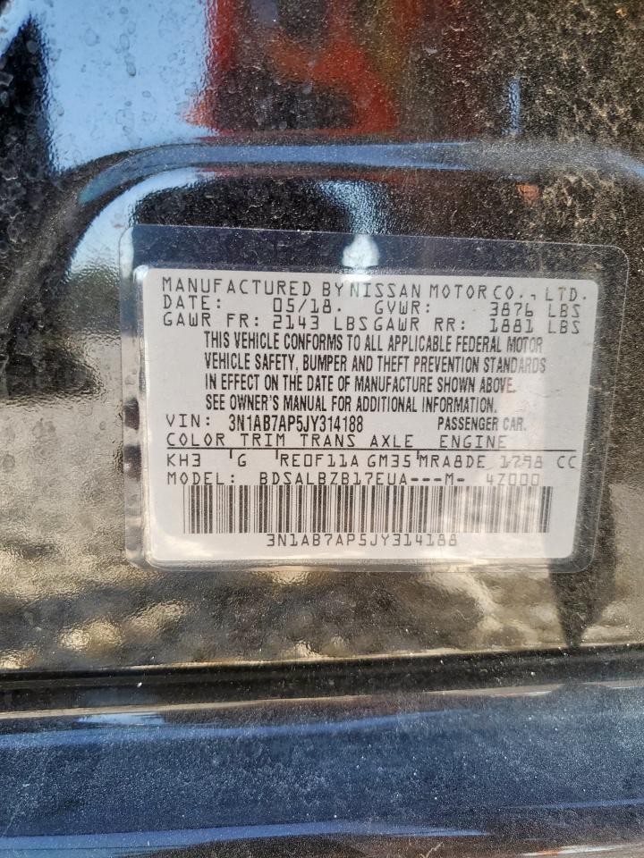 2018 Nissan Sentra S VIN: 3N1AB7AP5JY314188 Lot: 82444915