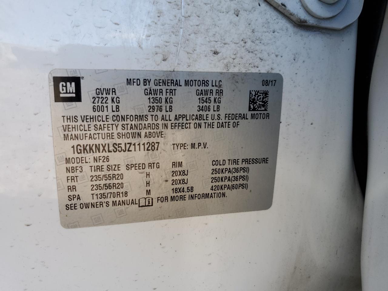 2018 GMC Acadia Denali VIN: 1GKKNXLS5JZ111287 Lot: 82733375