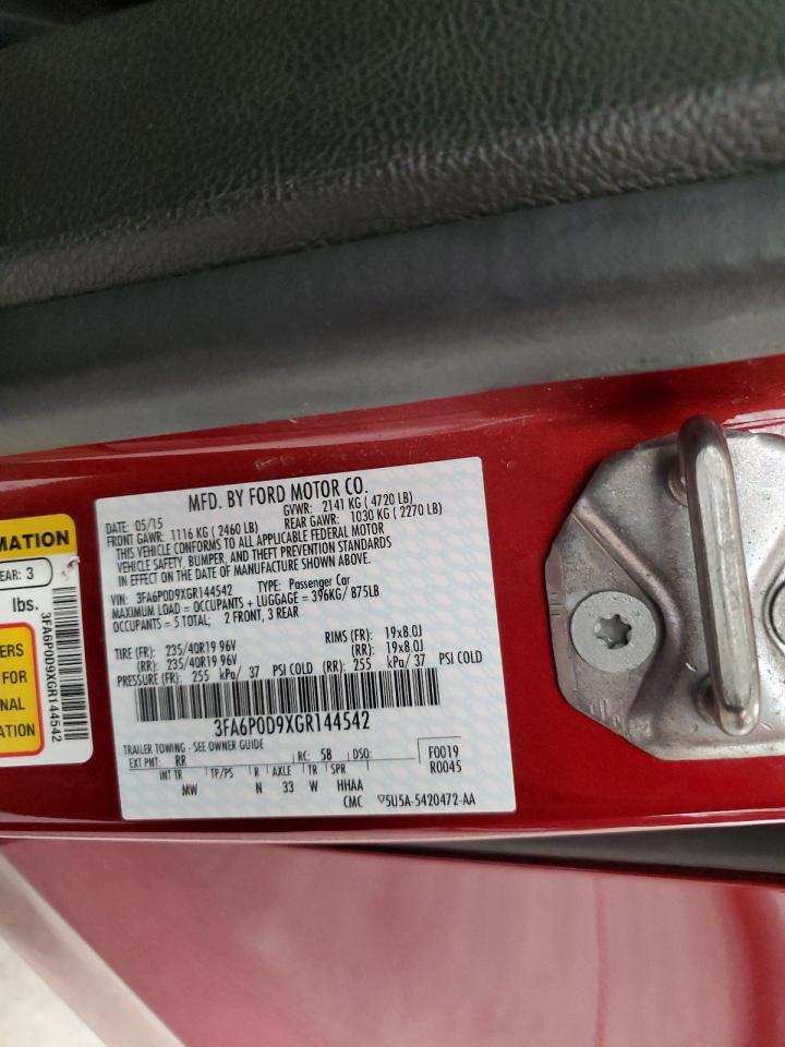 2016 Ford Fusion Titanium VIN: 3FA6P0D9XGR144542 Lot: 82698735