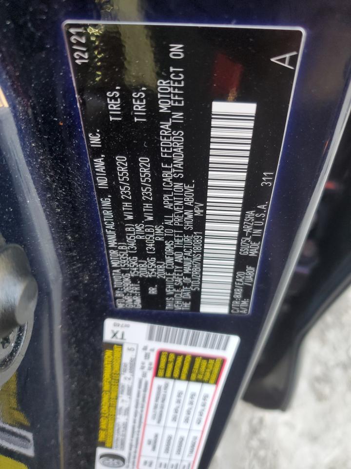 2022 Toyota Highlander Xse VIN: 5TDJZRBH7NS180891 Lot: 83933305