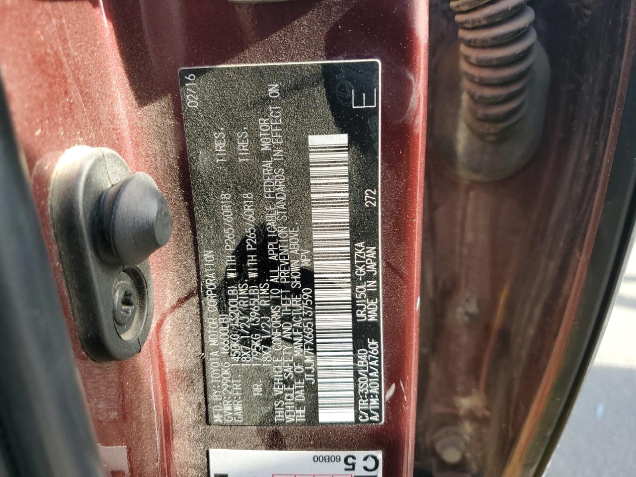 2016 Lexus Gx 460 Premium VIN: JTJJM7FX6G5137590 Lot: 89928005