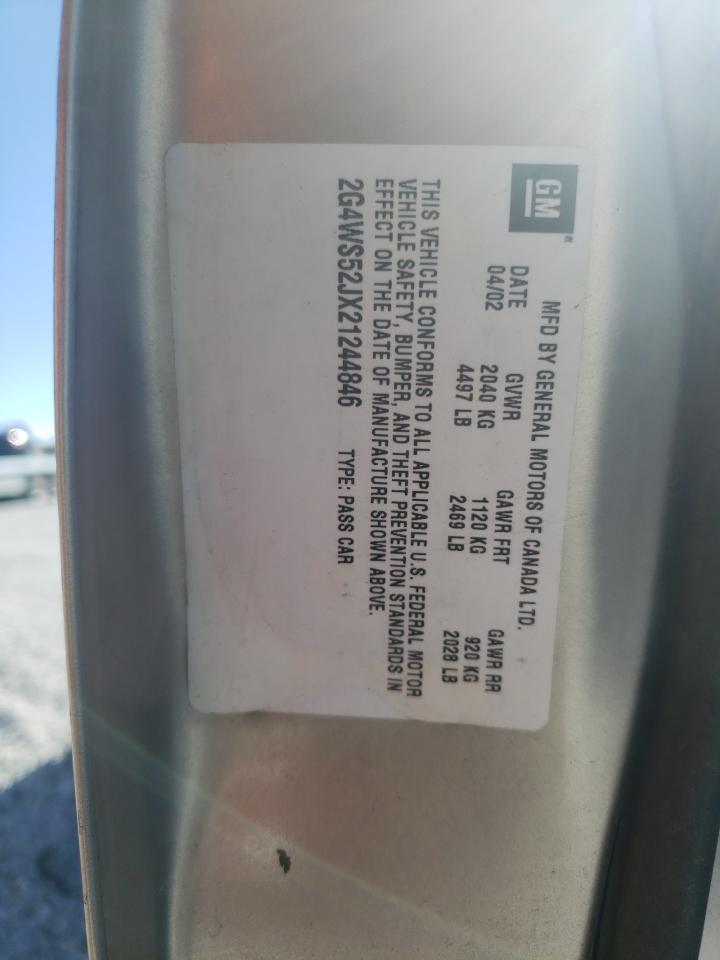 2002 Buick Century Custom VIN: 2G4WS52JX21244846 Lot: 85939265