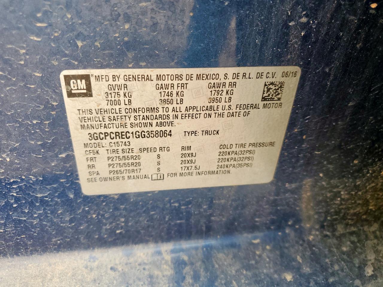 2016 Chevrolet Silverado C1500 Lt VIN: 3GCPCREC1GG358064 Lot: 85836565