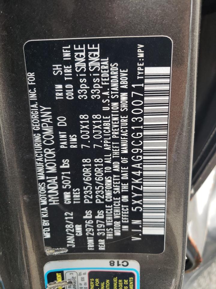 2012 Hyundai Santa Fe Limited VIN: 5XYZK4AG9CG130071 Lot: 86144775