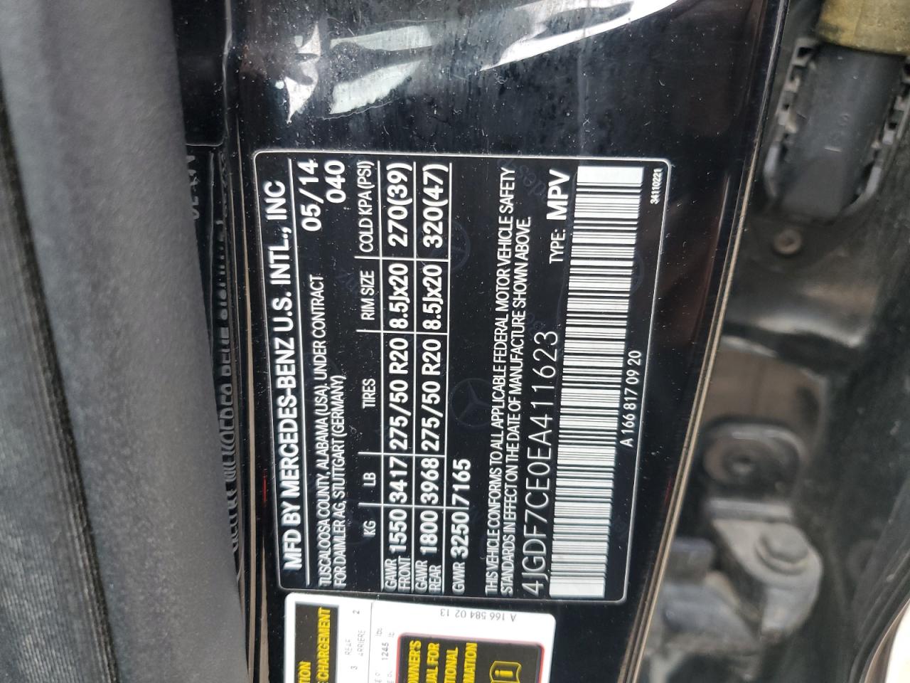 2014 Mercedes-Benz Gl 450 4Matic VIN: 4JGDF7CE0EA411623 Lot: 87089085