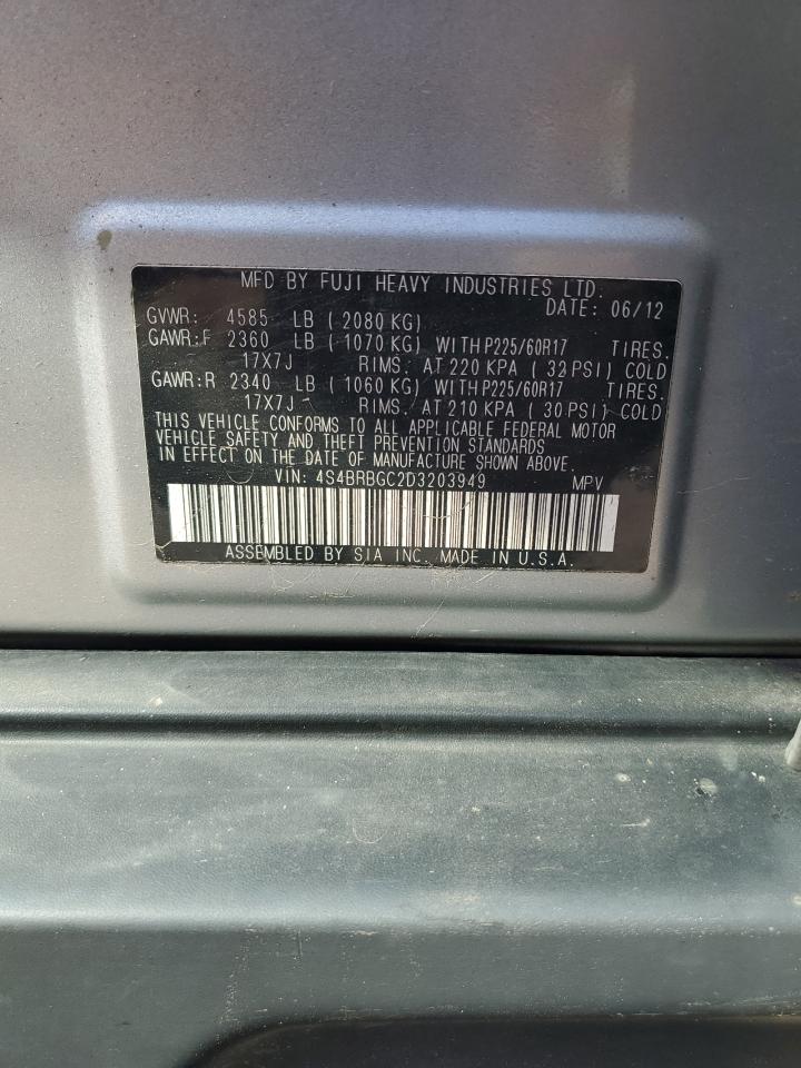 2013 Subaru Outback 2.5I Premium VIN: 4S4BRBGC2D3203949 Lot: 81446605