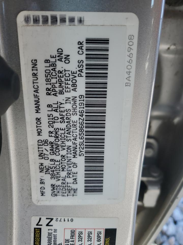 2006 Pontiac Vibe VIN: 5Y2SL65866Z461919 Lot: 86270385