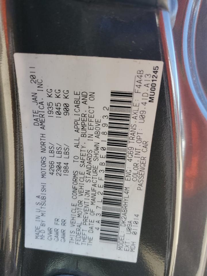 2011 Mitsubishi Eclipse Spyder Gs VIN: 4A37L2EF3BE018932 Lot: 86447675