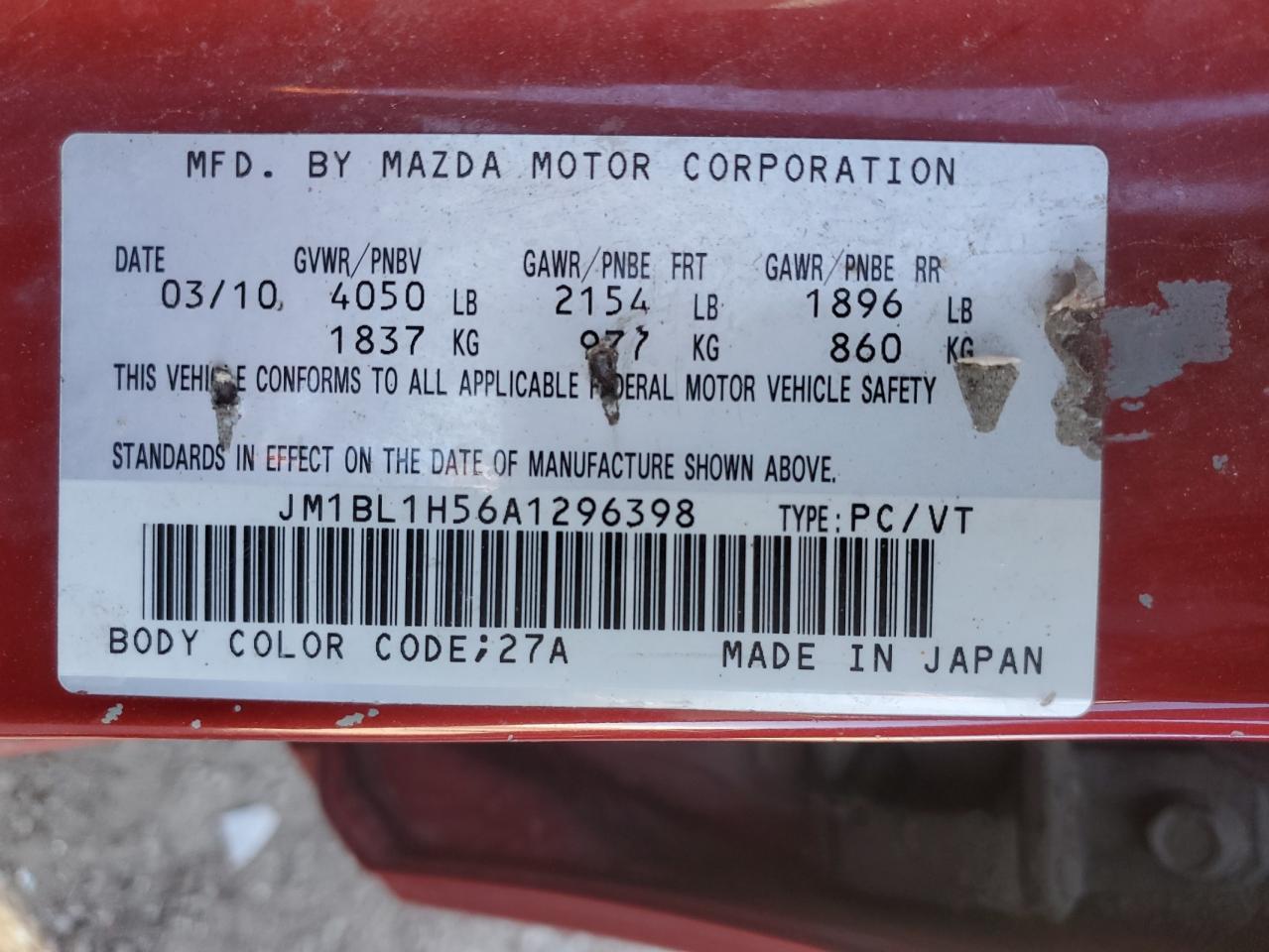 2010 Mazda 3 S VIN: JM1BL1H56A1296398 Lot: 90547955