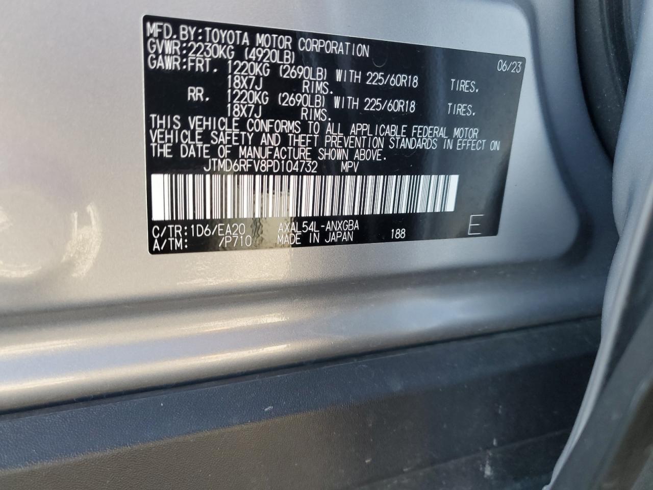 2023 Toyota Rav4 Limited VIN: JTMD6RFV8PD104732 Lot: 82253635