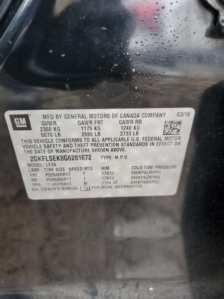 2016 GMC Terrain Sle VIN: 2GKFLSEK8G6281672 Lot: 86167085