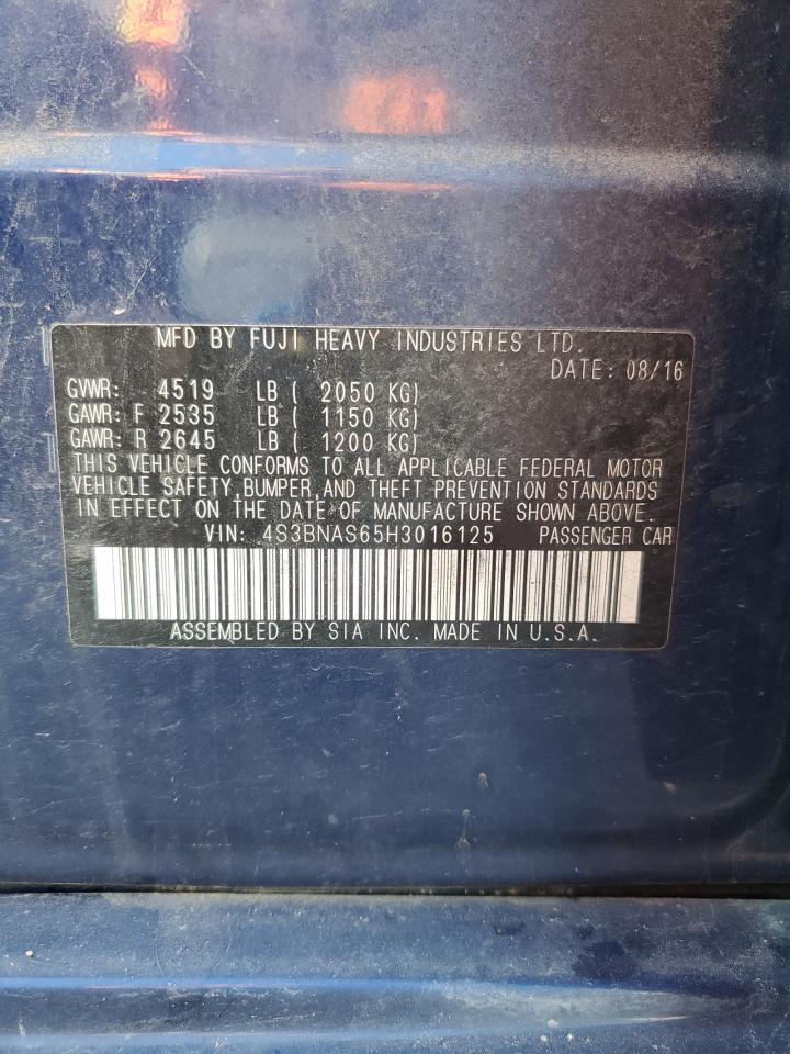 2017 Subaru Legacy Sport VIN: 4S3BNAS65H3016125 Lot: 85881395