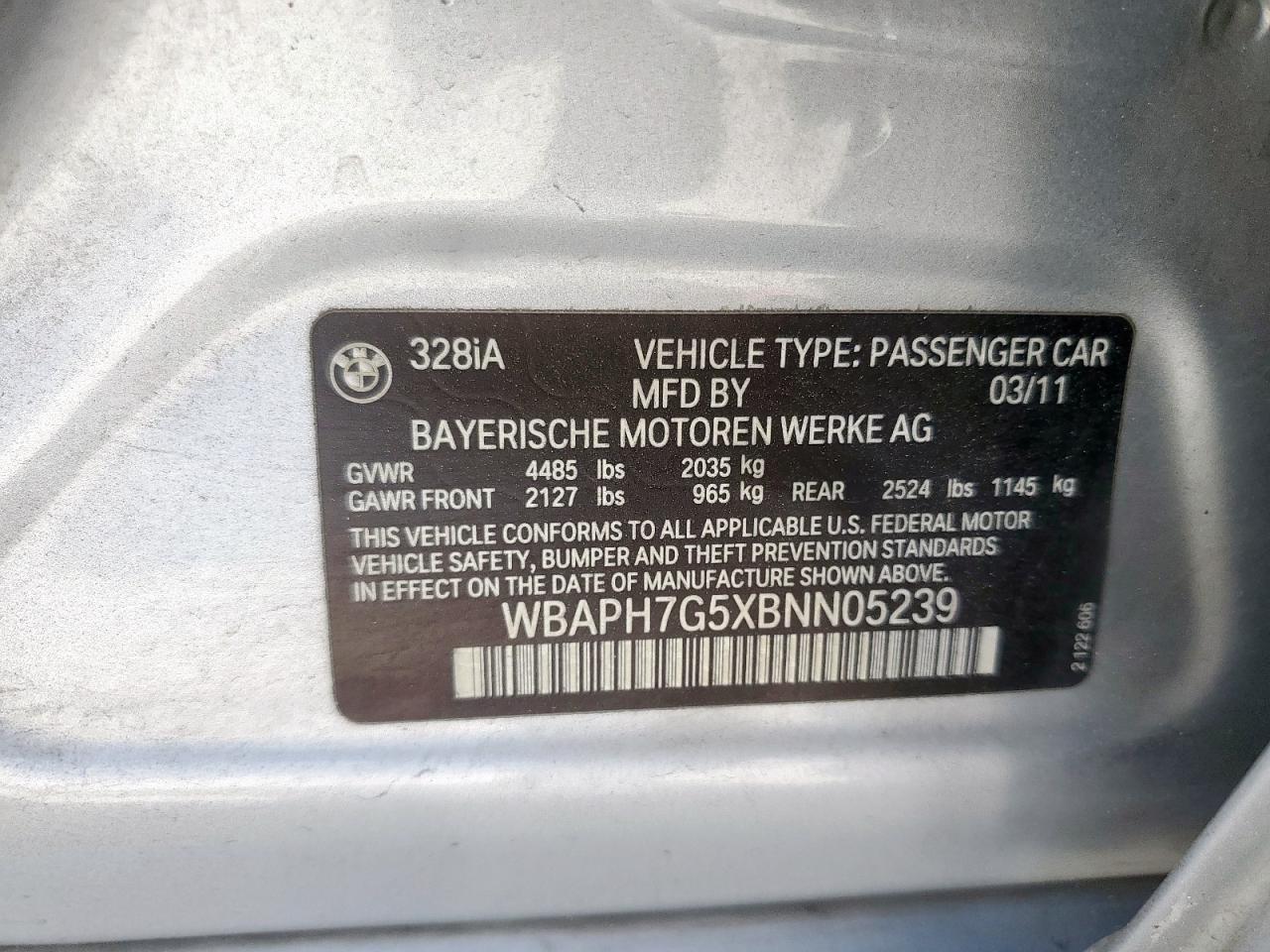 2011 BMW 328 I VIN: WBAPH7G5XBNN05239 Lot: 85600885