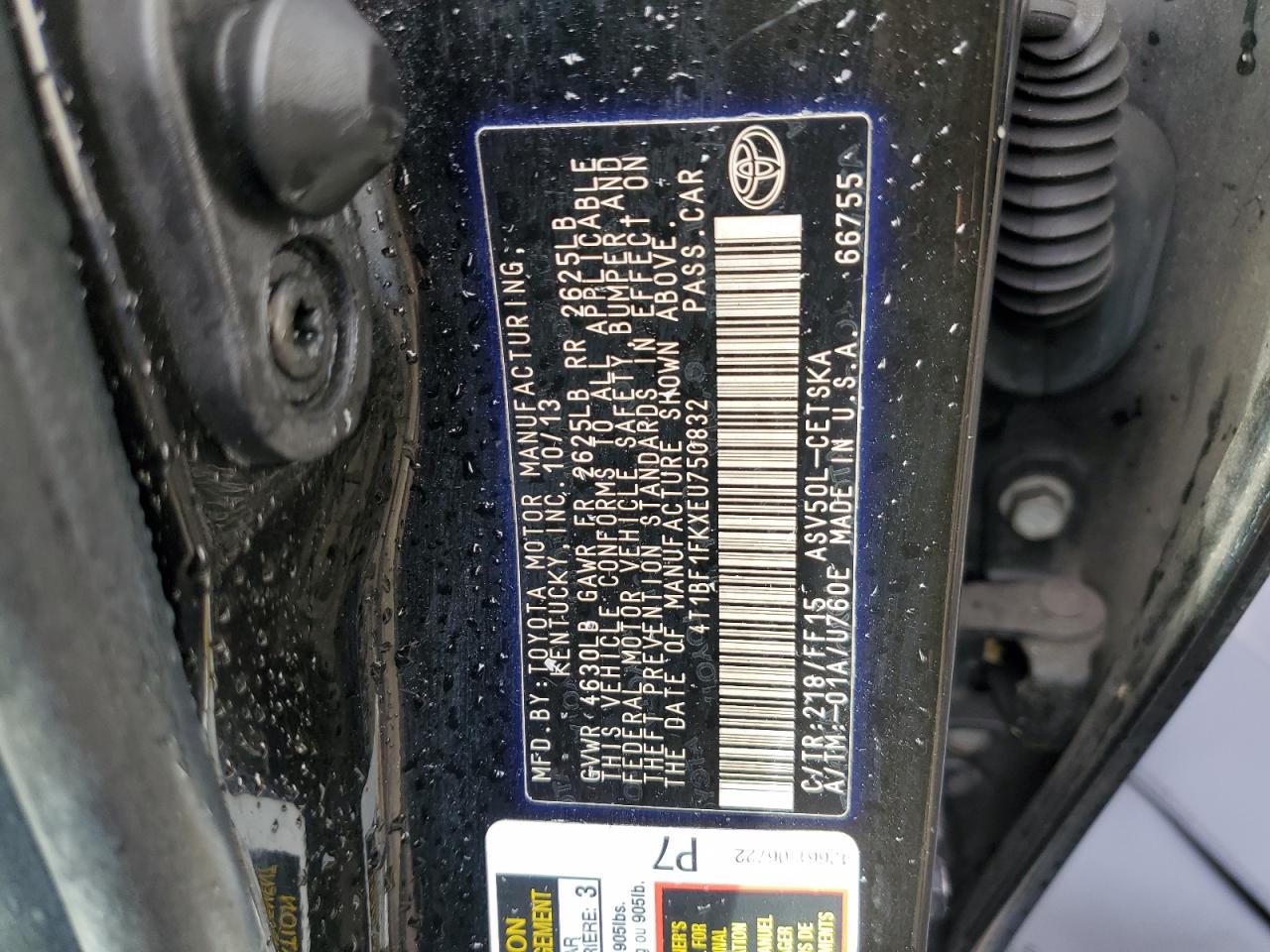 2014 Toyota Camry L VIN: 4T1BF1FKXEU750832 Lot: 85658995