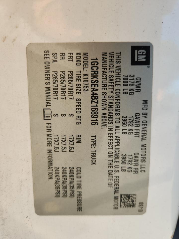 2011 Chevrolet Silverado K1500 Lt VIN: 1GCRKSEA4BZ168916 Lot: 81962545