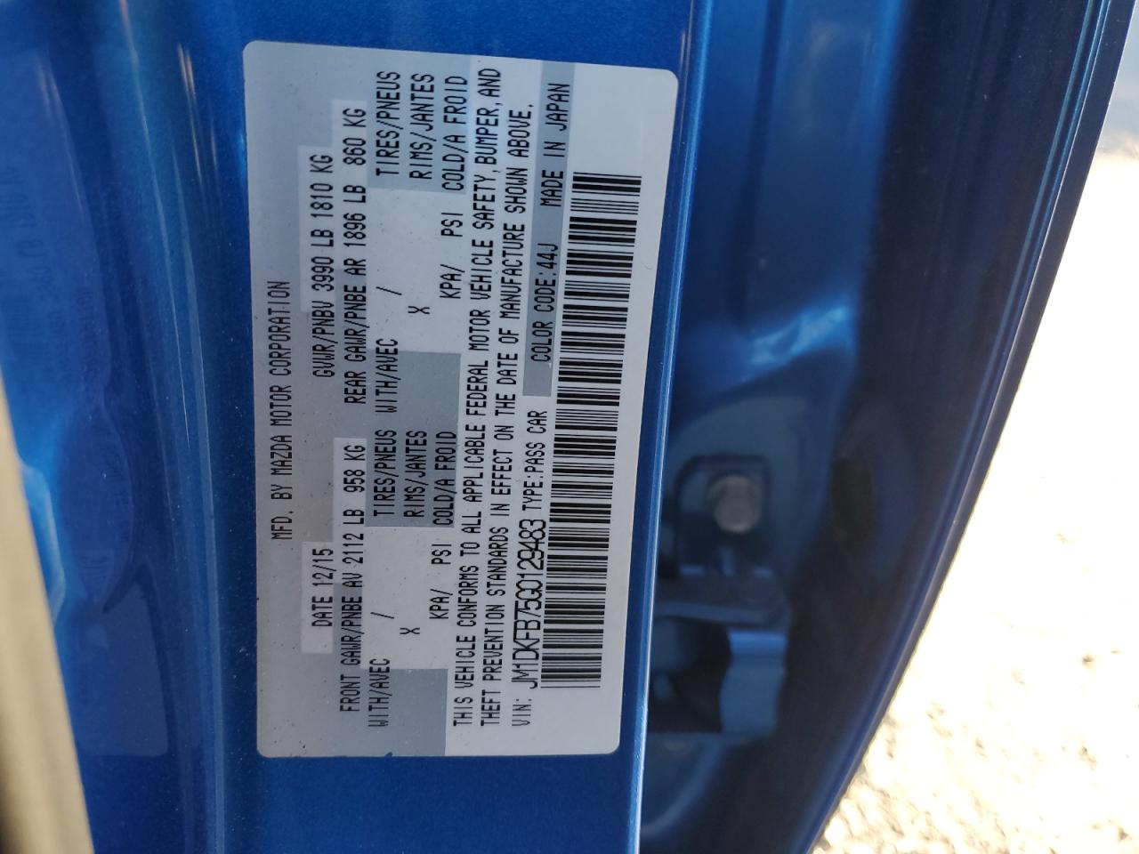 2016 Mazda Cx-3 Sport VIN: JM1DKFB75G0129483 Lot: 87054475