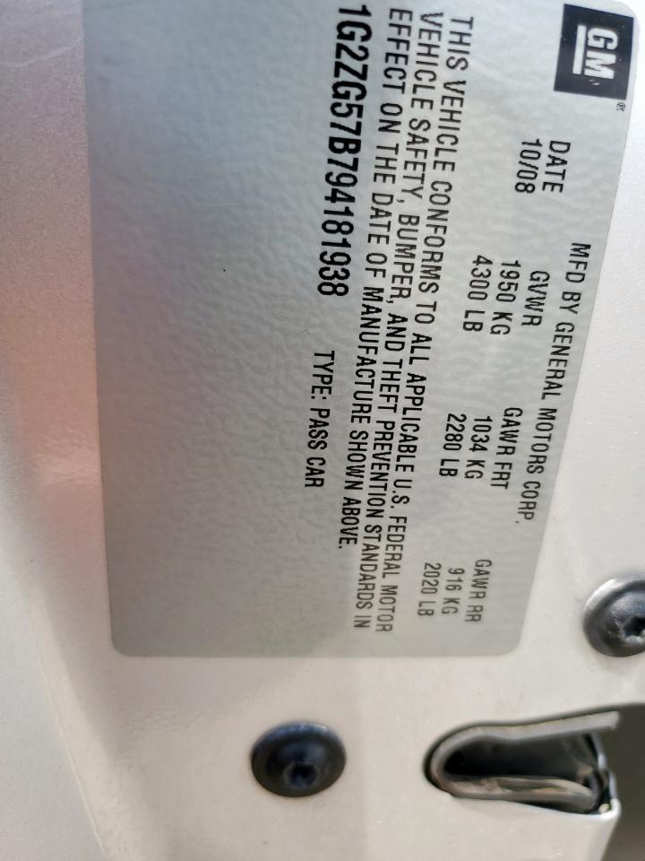 2009 Pontiac G6 VIN: 1G2ZG57B794181938 Lot: 86468355