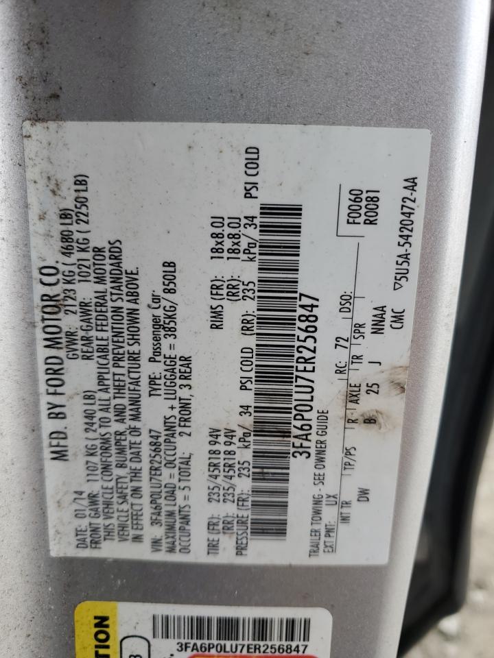 2014 Ford Fusion Se Hybrid VIN: 3FA6P0LU7ER256847 Lot: 82653195