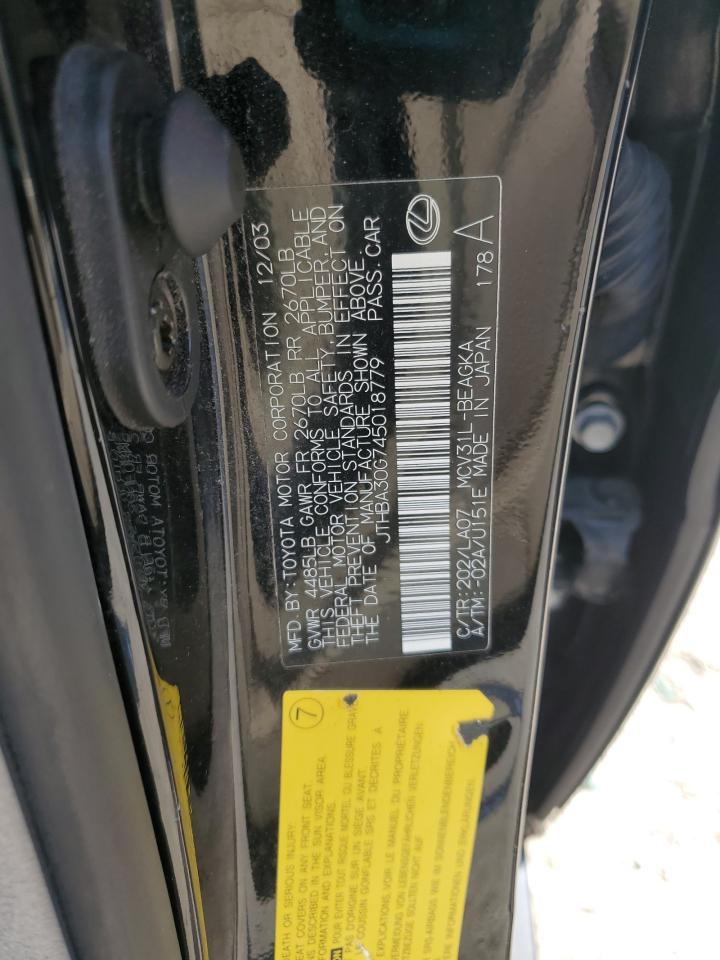 2004 Lexus Es 330 VIN: JTHBA30G745018779 Lot: 84465435