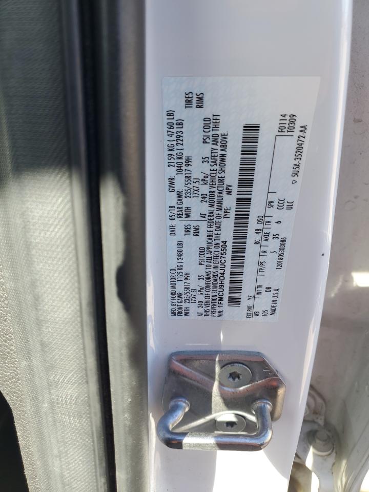 2018 Ford Escape Sel VIN: 1FMCU9HD4JUC75504 Lot: 81955275