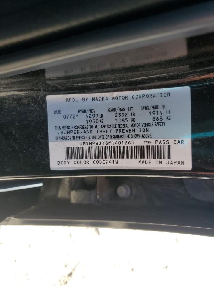 2021 Mazda 3 VIN: JM1BPBJY6M1401265 Lot: 86474245