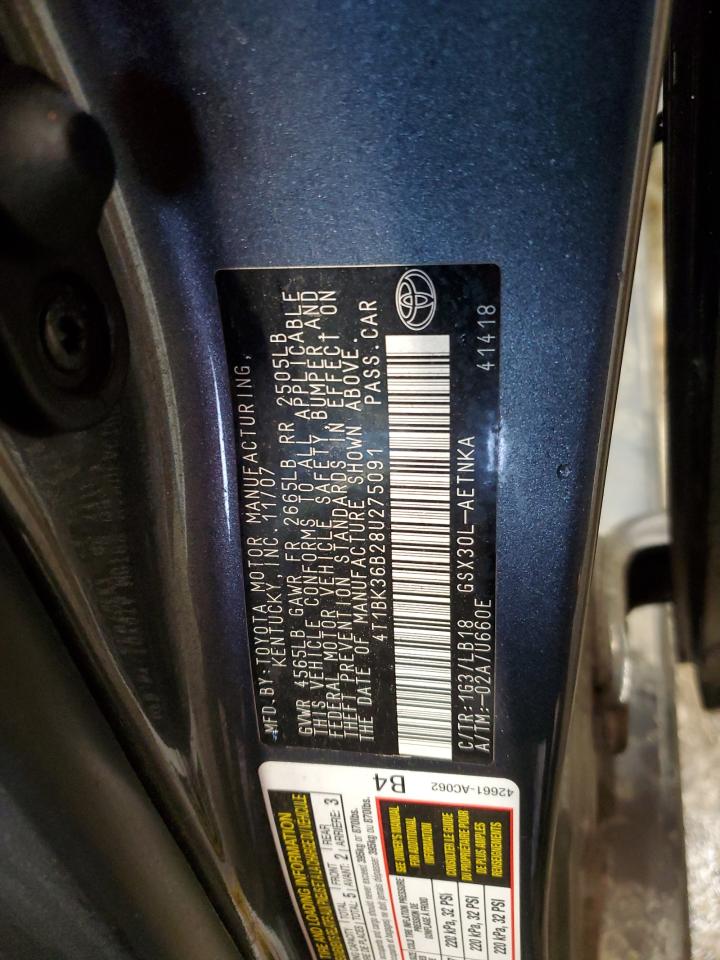 2008 Toyota Avalon Xl VIN: 4T1BK36B28U275091 Lot: 85867275