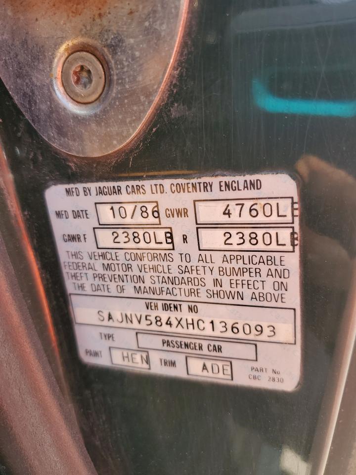 1987 Jaguar Xjs VIN: SAJNV584XHC136093 Lot: 89700445