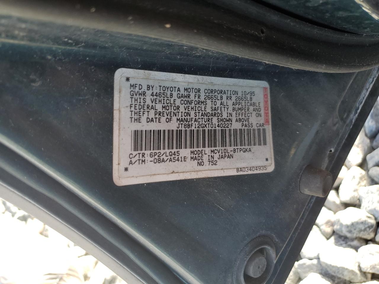 1996 Lexus Es 300 VIN: JT8BF12GXT0140227 Lot: 85731465