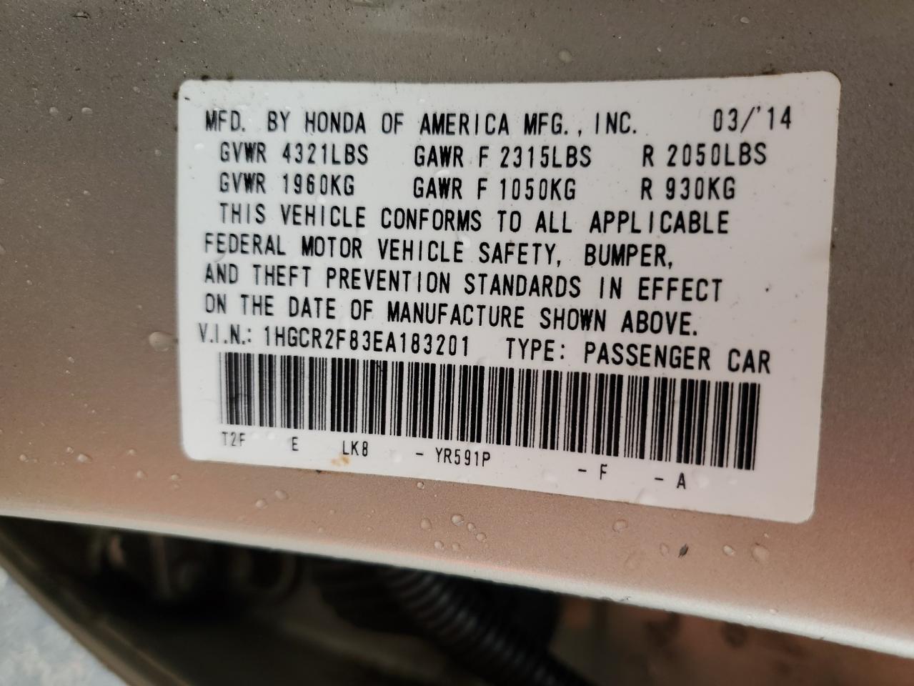2014 Honda Accord Exl VIN: 1HGCR2F83EA183201 Lot: 81959375