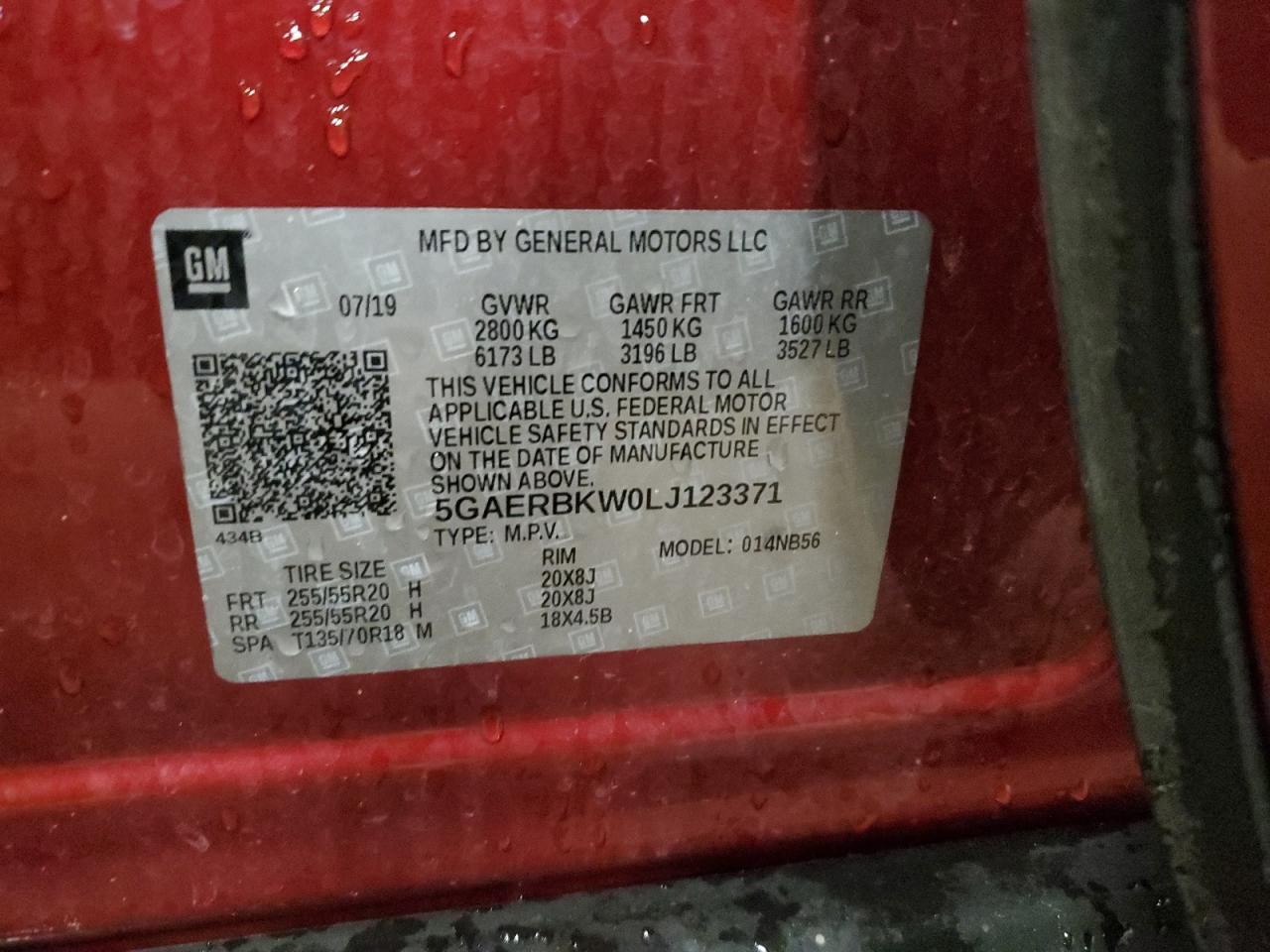 2020 Buick Enclave Essence VIN: 5GAERBKW0LJ123371 Lot: 82602395