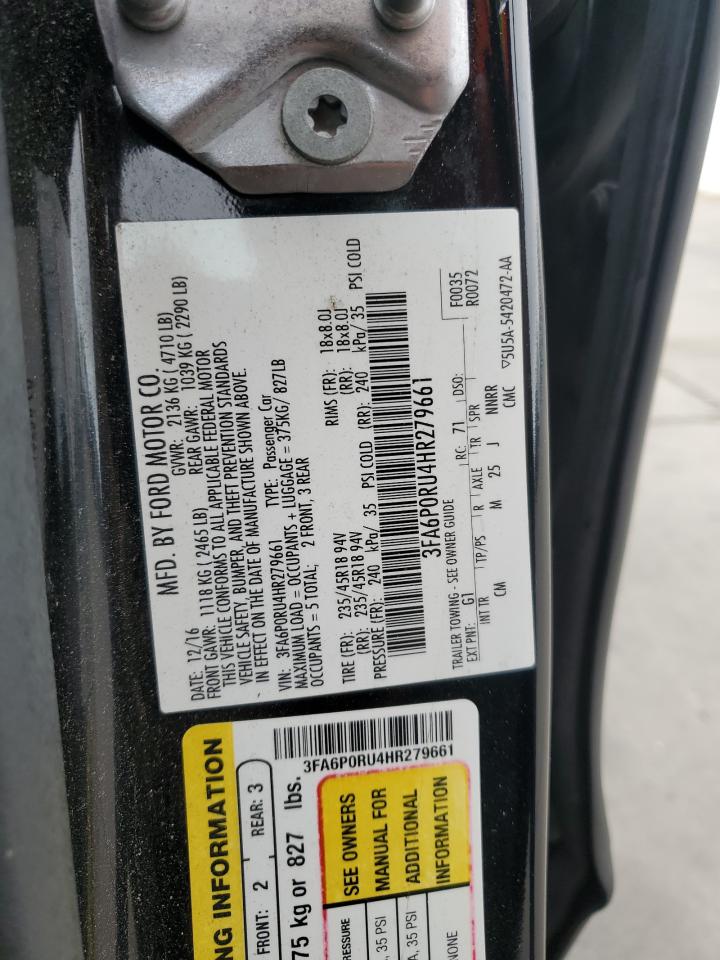 2017 Ford Fusion Titanium Hev VIN: 3FA6P0RU4HR279661 Lot: 81933795