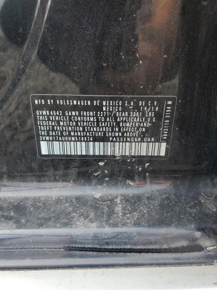 2017 Volkswagen Golf Alltrack S VIN: 3VWH17AU0HM518674 Lot: 82001665