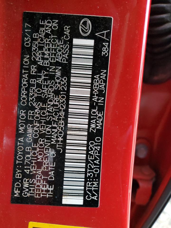 2017 Lexus Ct 200 VIN: JTHKD5BH4H2301236 Lot: 89575055