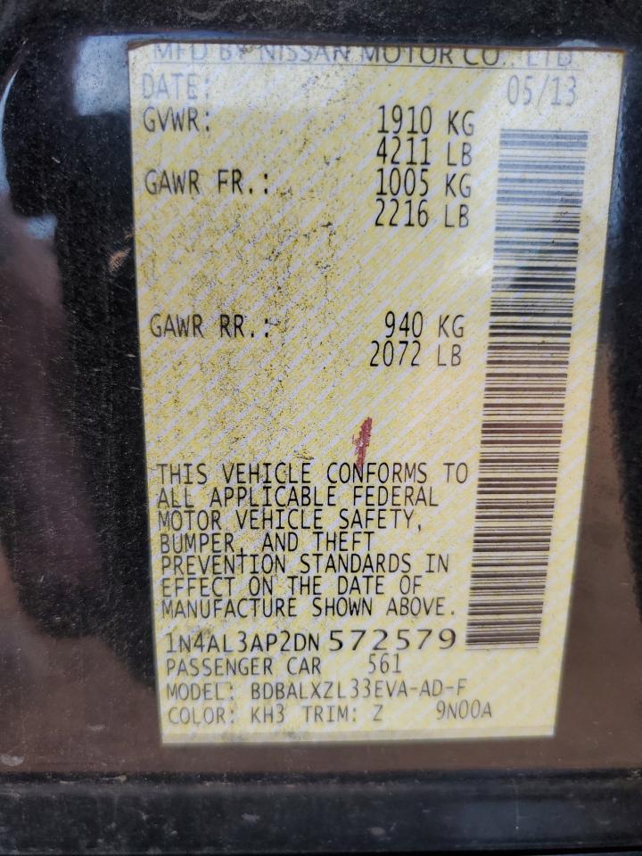 2013 Nissan Altima 2.5 VIN: 1N4AL3AP2DN572579 Lot: 85383255