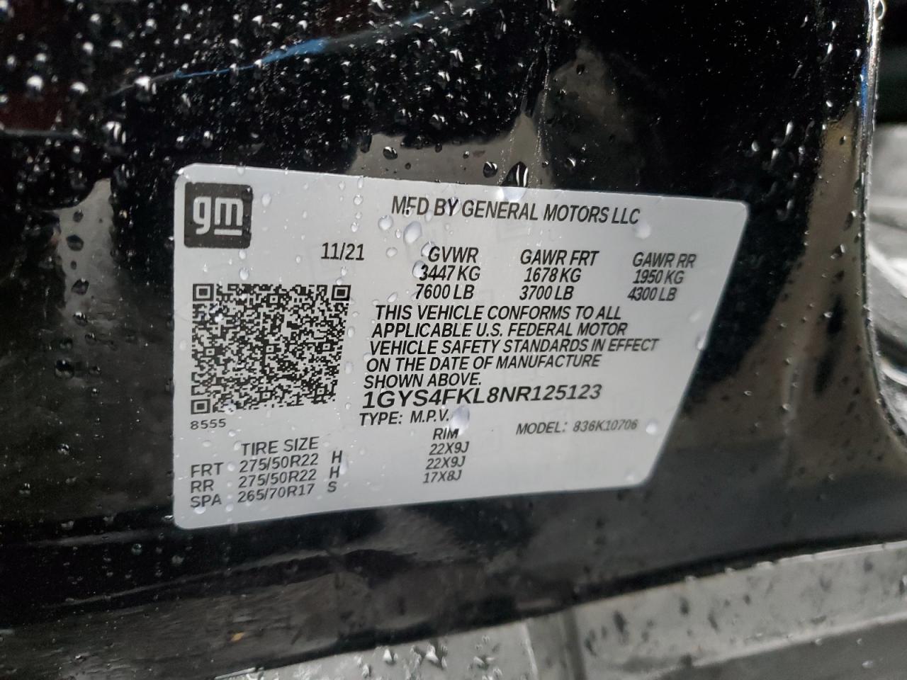 2022 Cadillac Escalade Sport VIN: 1GYS4FKL8NR125123 Lot: 90074775