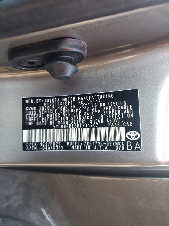 2017 Toyota Corolla L VIN: 5YFBURHE8HP711707 Lot: 81951925