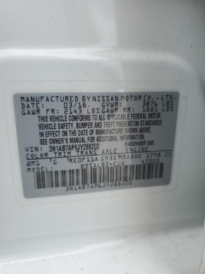 2018 Nissan Sentra S VIN: 3N1AB7AP6JY288202 Lot: 82253665