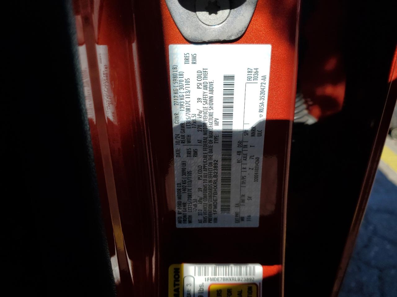 2024 Ford Bronco Big Bend VIN: 1FMDE7BHXRLB23892 Lot: 90628245