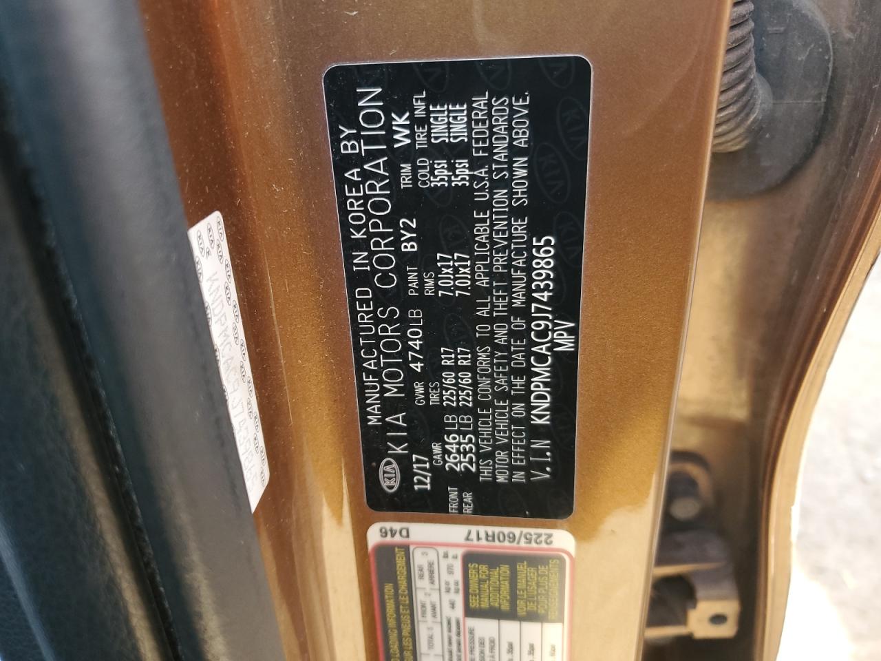 2018 Kia Sportage Lx VIN: KNDPMCAC9J7439865 Lot: 84896945