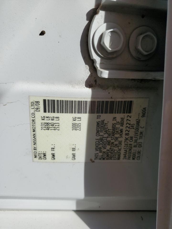 2009 Nissan Maxima S VIN: 1N4AA51E79C822272 Lot: 85929035