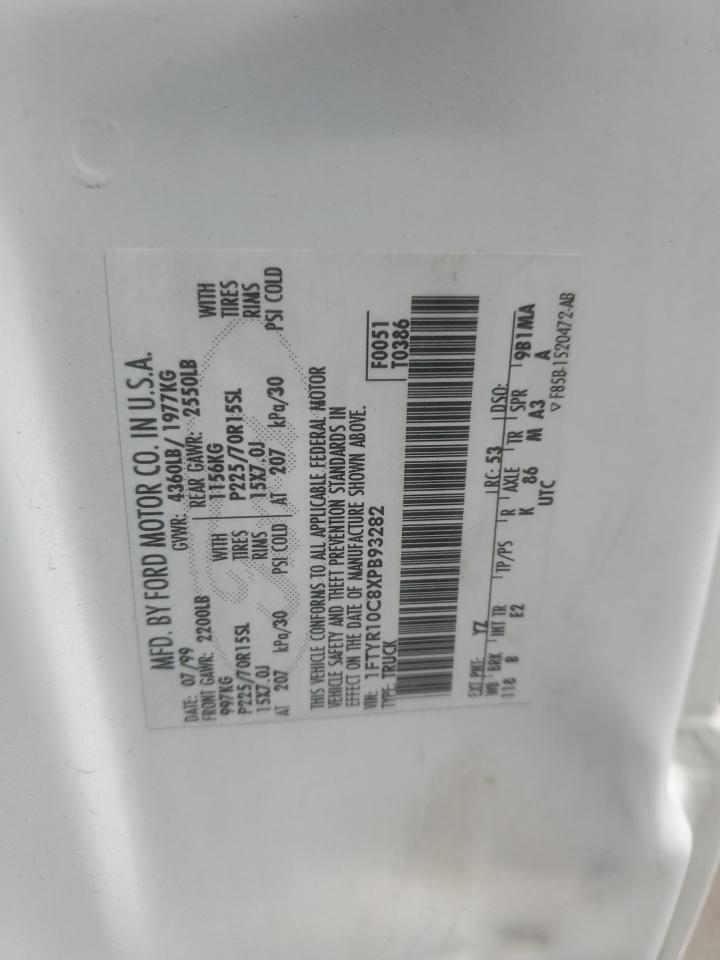 1999 Ford Ranger VIN: 1FTYR10C8XPB93282 Lot: 85307425