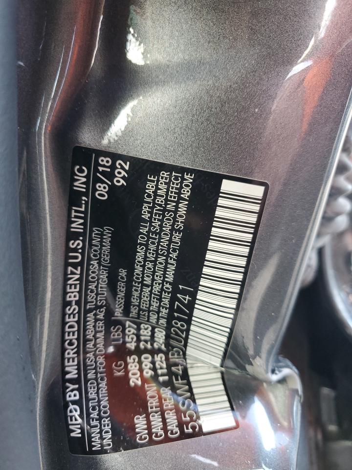 2018 Mercedes-Benz C 300 VIN: 55SWF4JB6JU281741 Lot: 87385095