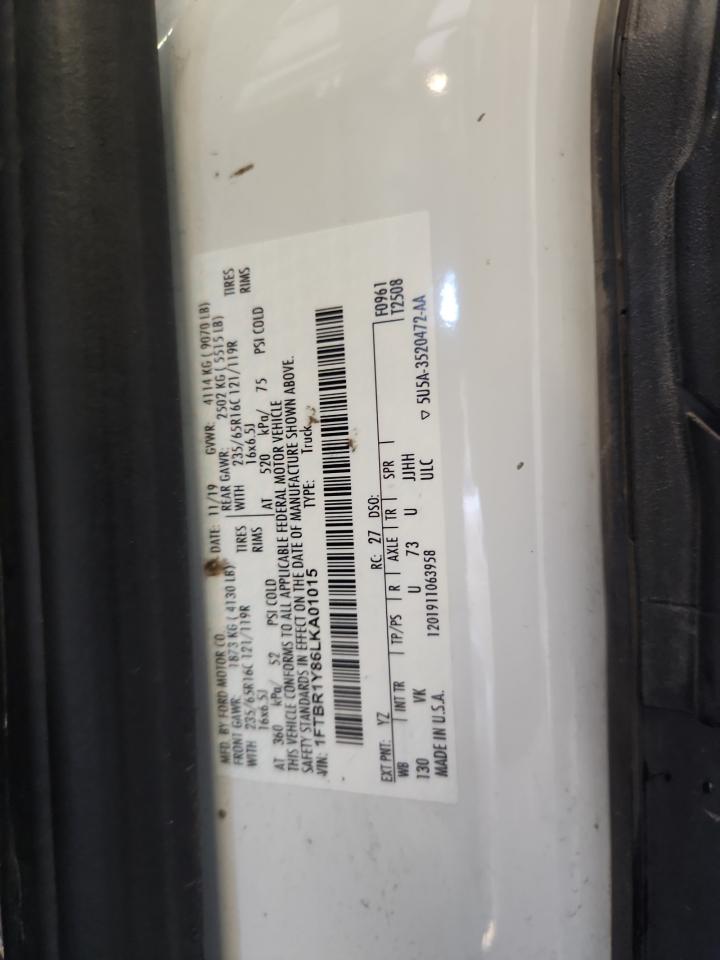 2020 Ford Transit Utility / Service Van VIN: 1FTBR1Y86LKA01015 Lot: 87237315