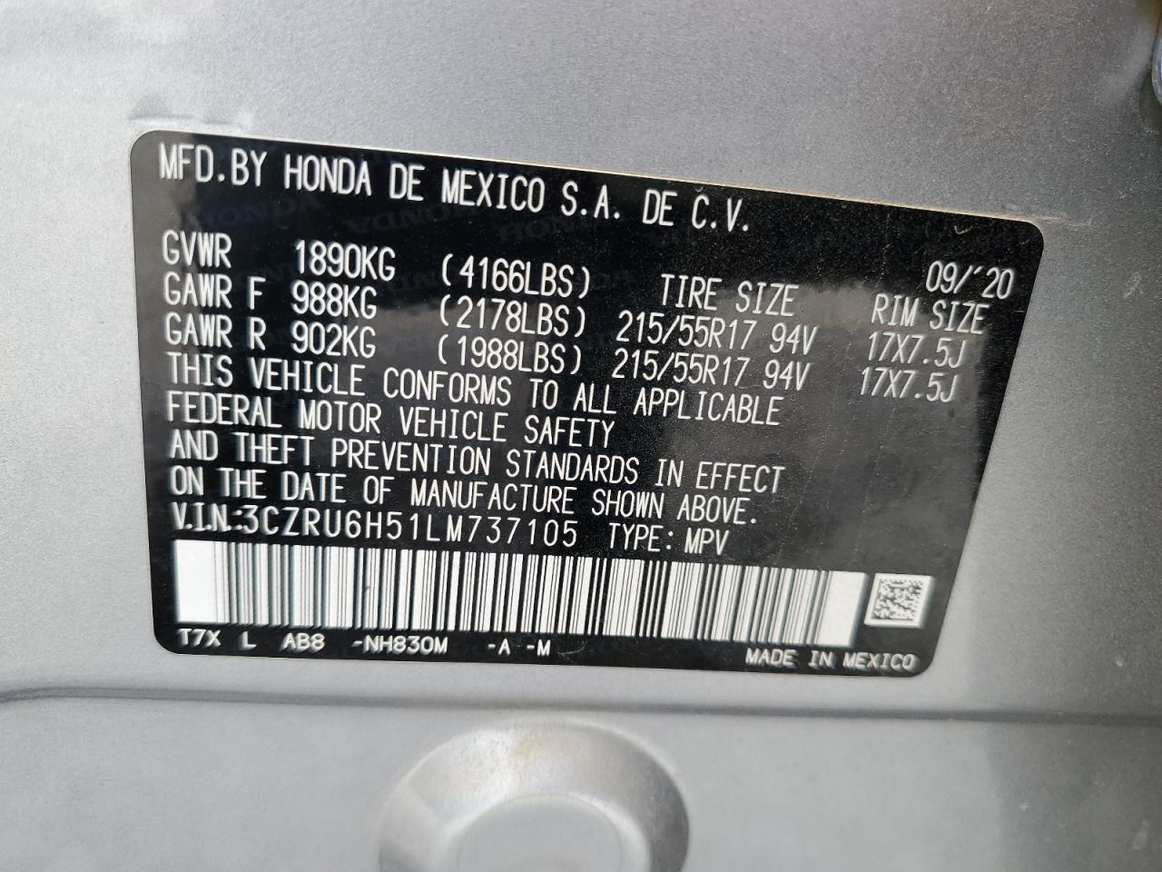 2020 Honda Hr-V Ex VIN: 3CZRU6H51LM737105 Lot: 85495065