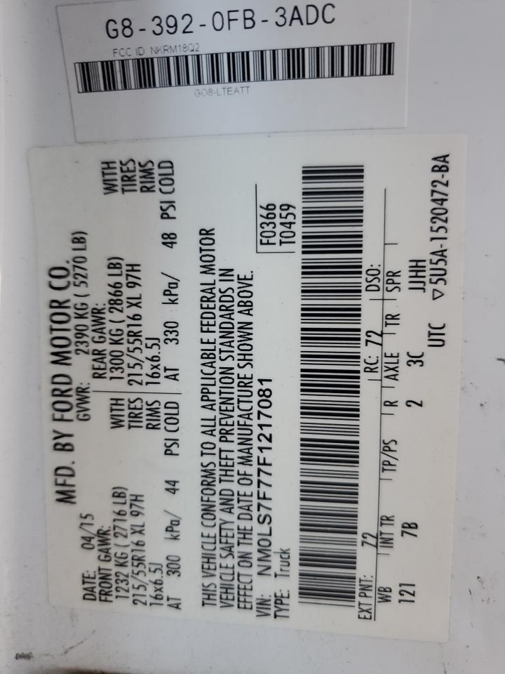 2015 Ford Transit Connect Xlt VIN: NM0LS7F77F1217081 Lot: 81950125