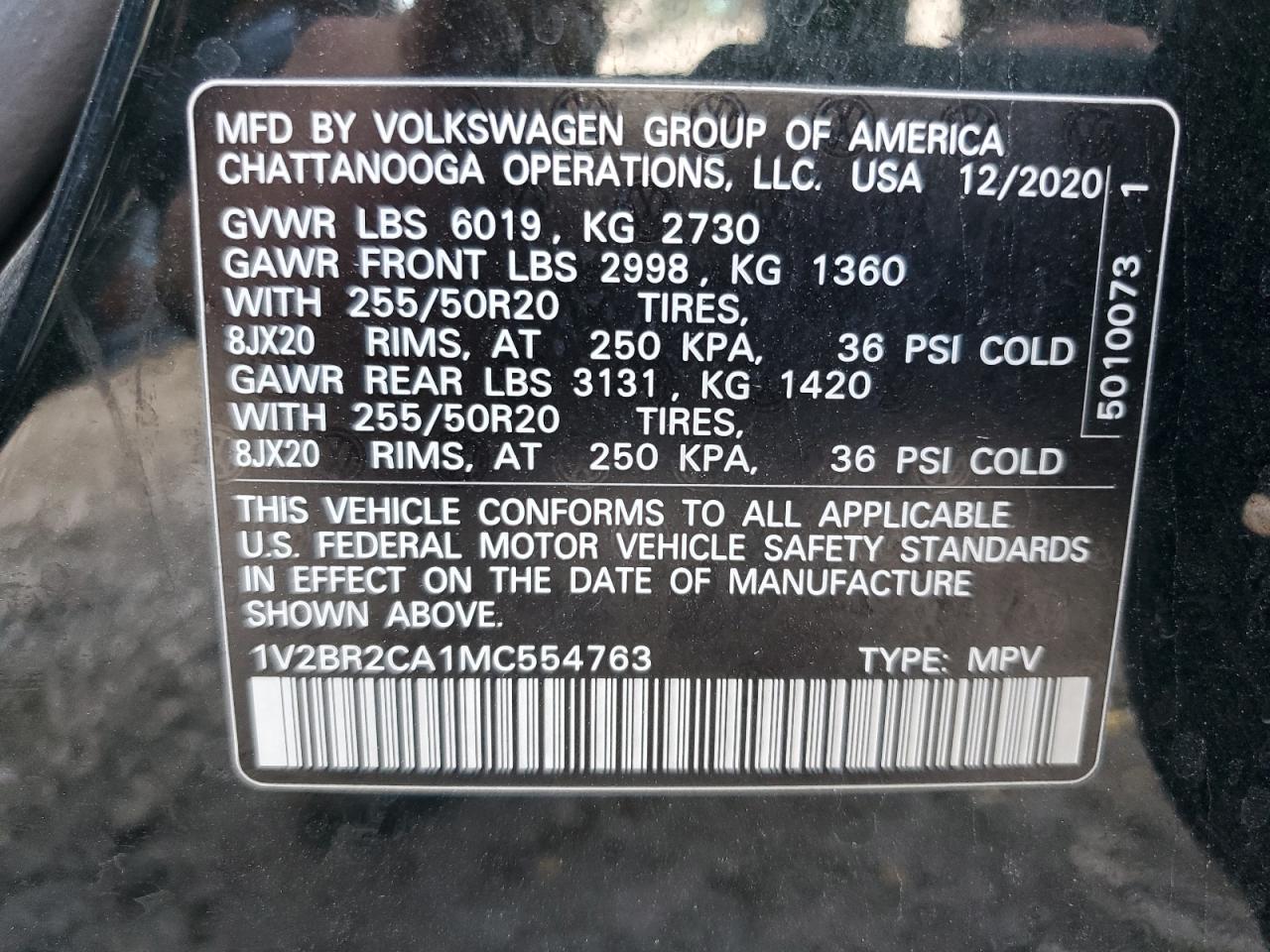 2021 Volkswagen Atlas Sel VIN: 1V2BR2CA1MC554763 Lot: 82300535