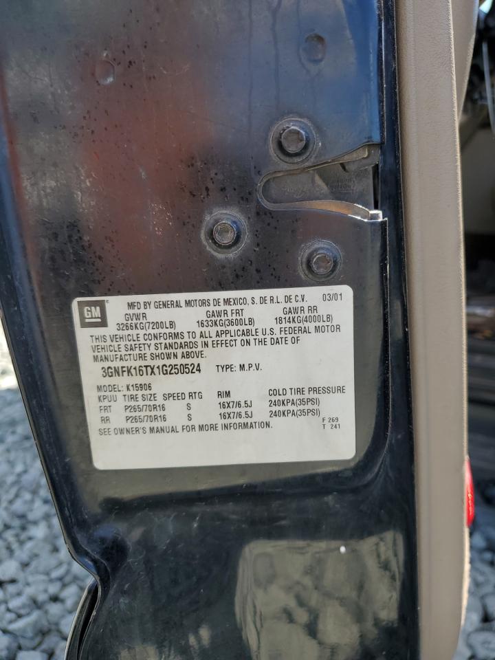 2001 Chevrolet Suburban K1500 VIN: 3GNFK16TX1G250524 Lot: 82254945