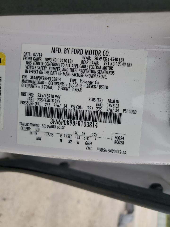 2015 Ford Fusion Titanium VIN: 3FA6P0K98FR103814 Lot: 84411735